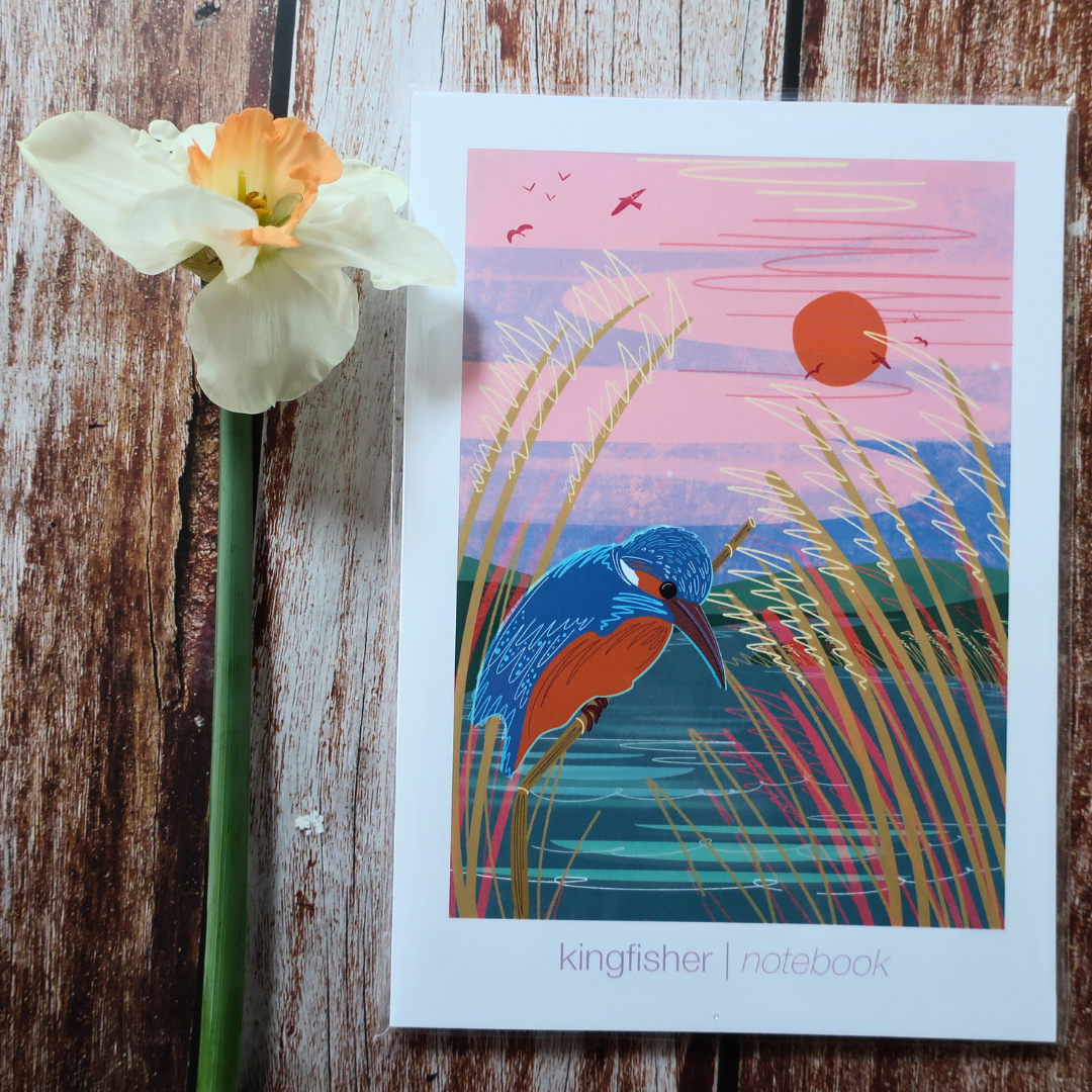 A5 notebook Kingfisher blank inside with line sheet insert