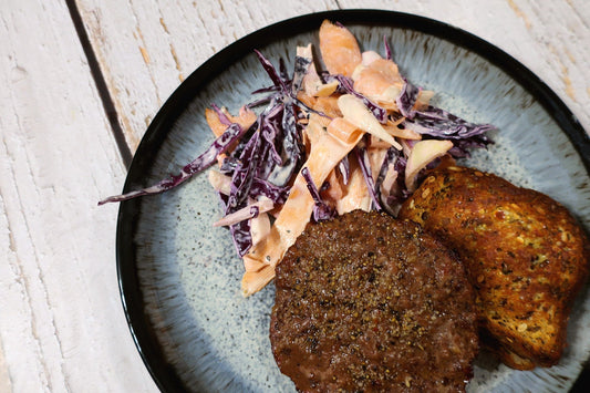 Naked burger with winter slaw and cheesy toastie