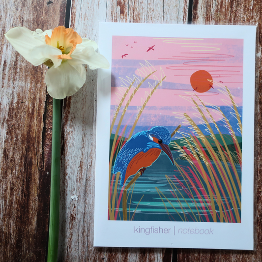 A5 notebook Kingfisher blank inside with line sheet insert