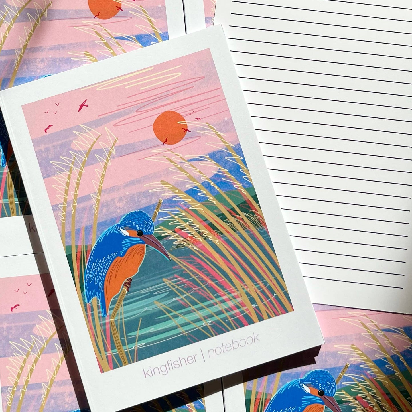 A5 notebook Kingfisher blank inside with line sheet insert